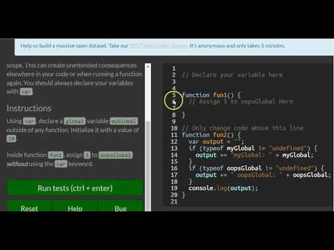 Global Scope and Function, freeCodeCamp Basic Javascript