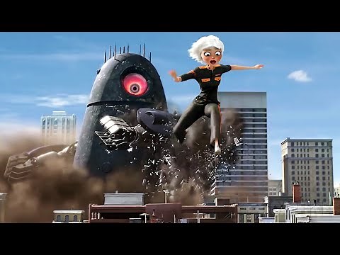 Chased by a giant robot! | Monsters vs. Aliens | CLIP