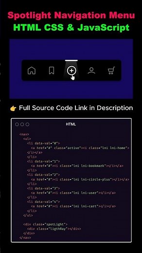 Animated Spotlight Navigation Menu 🔥 | HTML CSS JavaScript UI