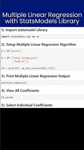 Multiple Linear Regression with the StatsModel Library! #linearregressionpython #linearregression