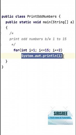 PRINT ODD NUMBERS IN JAVA