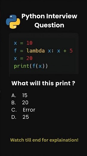 Day 35 | Python Interview Questions | Lambda Variable Scope🔥#python #coding #shorts