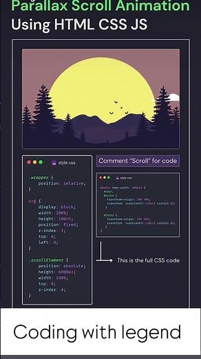 Animation Parallax scroll using HTML CSS 🤯☠️cool parallax scrolling animation #html #programming