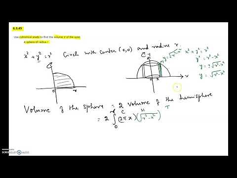 Practice Final - Calc 1 - 6.3.45 (finding the volume of a sphere using cylindrical shells method)