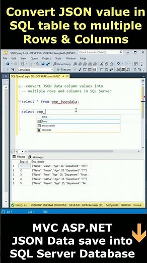 Convert JSON data values into Table rows and columns #sqlserver #json