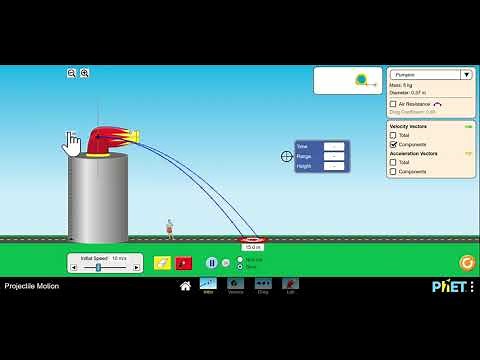 ‪Projectile Motion‬ - PHET - Instructions - showmethephysics.com