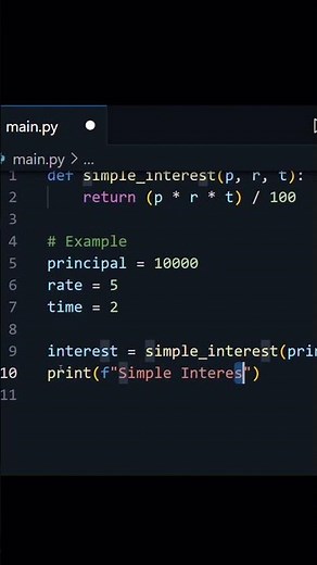 How to Calculate Simple Interest | Python Program #6 | Python Coding for Beginners #python #shorts