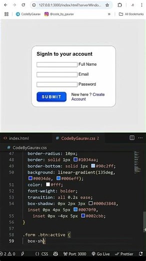 🔐 Simple Sign In Form UI using HTML & CSS #webdevelopment #coding #htmlcss #shorts
