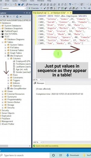 SQL: Insert Values in all columns of the Table using Insert Statement | SQL Server