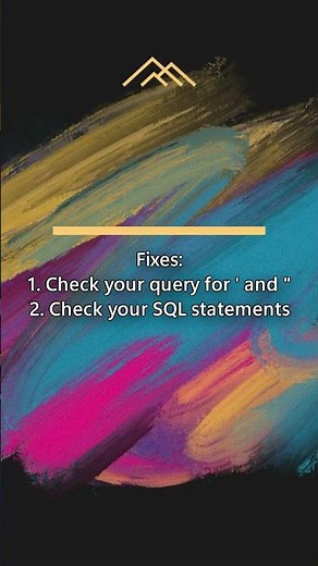 MySQL Error #1064 - "You Have an Error in Your SQL Syntax" Fix