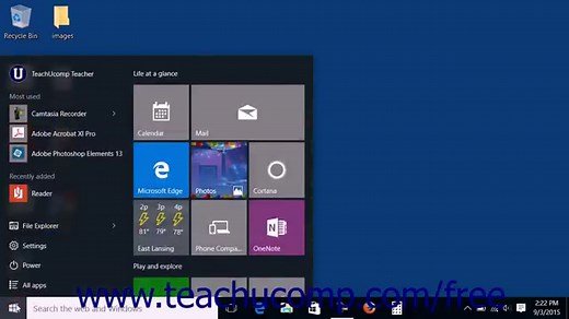 The Start Button in Windows 10 - Tutorial - TeachUcomp, Inc.