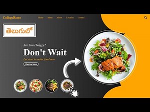 Restaurant Landing Page using HTML, CSS & JavaScript | Frontend Mini Project in Telugu #html #css