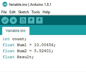 Arduino IDE: Variables