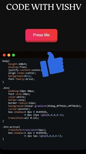 Creating Amazing Animated 3D Button Using HTML, CSS & JavaScript |#codewithvishv #codingbat