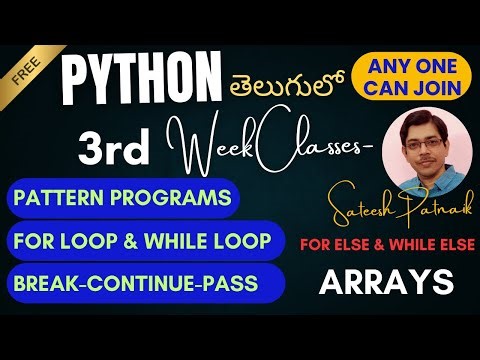 How To Create Pattern Programs | For & While Loop |Arrays|For Else & While Else |Break Continue Pass