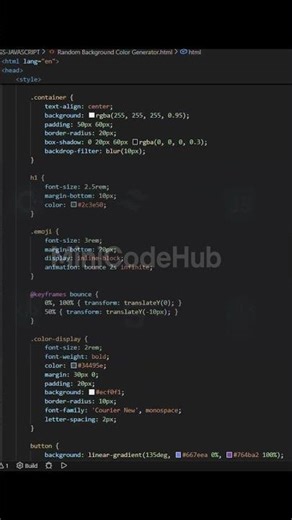 Random Background Color Generator with HTML, CSS & JavaScript #html #css #javascript #webdev