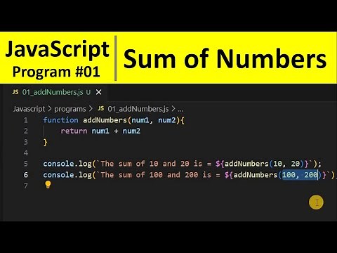 JavaScript Program 1 - How to Add Two Numbers in JavaScript | Programming For Beginners