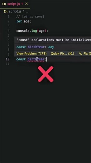 Should I use let or const in JavaScript? #shorts #javascript