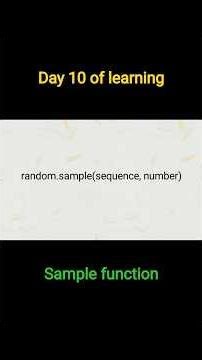 Python Random Module Tutorial-6 2026 latest | random.sample() |Day 10 of learning(2.3.26) #python