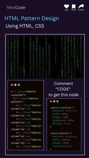 🔋 Matrix Code Rain Animation with HTML & CSS! | No JS Needed 👀💚 #coding #webdesign #python