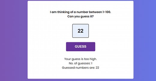 Number Guessing Game using JavaScript