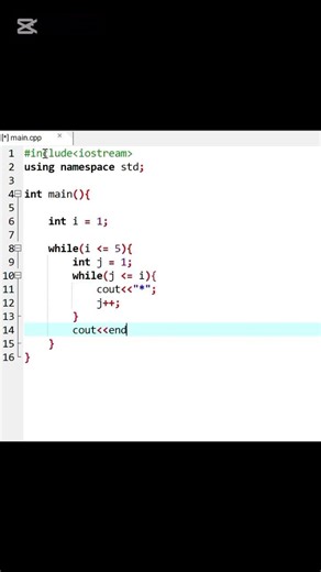 Make Triangle 📐 using while loop in C++| Loops in C++ | shorts | Programming| software engineering |