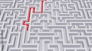 Maze solving, labyrinth, pathfinding, maze with solution, 3d