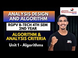 lec 1 | Algorithm & Analysis Criteria | RGPV Analysis Design of Algorithm (ADA) B.Tech 4th Sem
