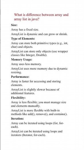 Difference Between Array and ArrayList in Java #java #arraysinjava #arraylist #interview #education
