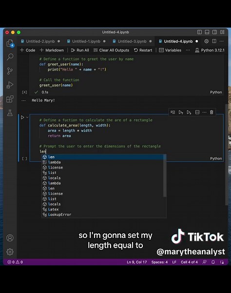 The last *beginner* tutorial in my Python series 🥳 #dataanalyst #dataanalysis #dataanalytics #data #analyst #python #pythoncode #pythontutorial #pythonfunctions #programming #coding #techjob #techjobs #techtok #datatok #pythontok