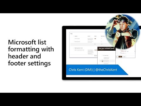Microsoft Lists formatting with header and footer settings