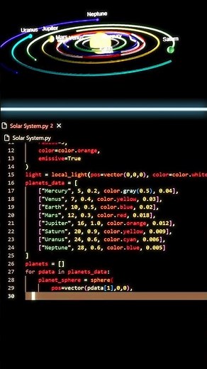 Creating Solar System with Python! 🌌 | Python Coding Project Step by Step #short #python #coding