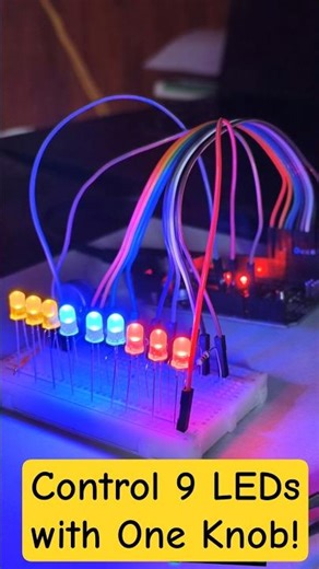 Arduino LED Bar Graph Using Potentiometer | 9 LED Level Indicator Project #arduino #shorts