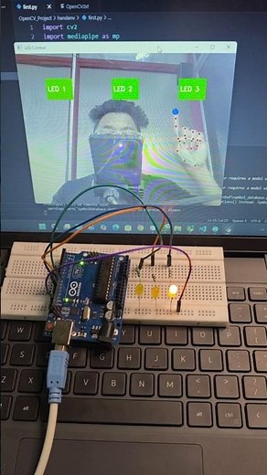 AI Hand Gesture Control LEDs Using Python, OpenCV, MediaPipe & Arduino 🔥🤖 #arduinoproject #robotics