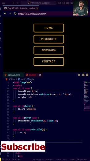 Animated NavBar #shorts#viral#trending#htmll#css | #shorts #html #css #javascript