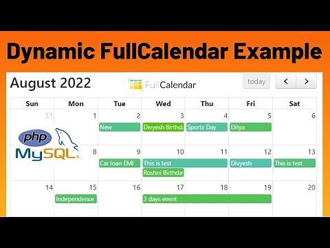 How to add and display events dynamically in fullcalendar js with PHP and MySQL | fullcalendar.io
