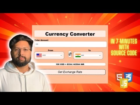 API Project | HTML CSS JAVASCRIPT | Mini Project | Beginner Project | Currency Converter | Project