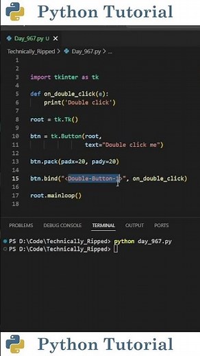 How To Double Click Buttons in Tkinter | Python Tutorial