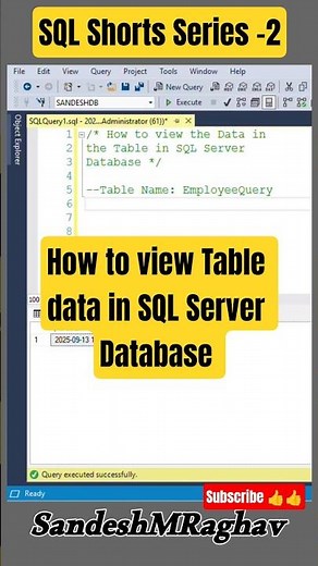 2-How to view Table data in SQL Server Database #sql #howto #sqlserver