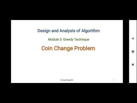 Module 3 : Coin Change Problem - Greedy Technique