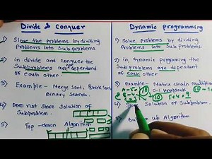 Differnce Between Divide and conquer and dynamic programming||Design Analysis and Algorithm