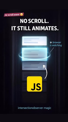 @pixelperfectlabs.ig on Instagram: "Learn how to detect when any element enters the screen efficiently without using costly ‘scroll’ event listeners. In this tutorial, we master the Intersection Observer API for high-performance JavaScript scroll animations. Using window.addEventListener(‘scroll’) can kill your website’s performance. The Intersection Observer API is the modern, browser-optimized way to handle scroll-based interactions like lazy loading images, infinite scrolling, or triggering C
