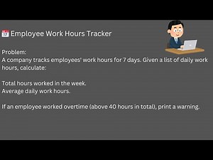 21. 🔁 Python For Loop Practice: Employee Work Hours Tracker | Calculate Total, Average & Overtime