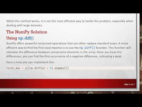 How to Find the First Local Maxima in a NumPy Array