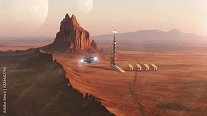 Dropship Space Craft and Sci-Fi Outpost on an Alien World 2