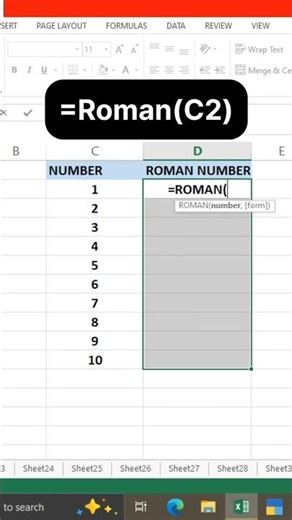 Convert Numbers to Roman in Excel | ROMAN Function in Excel (Easy Trick) #excel #exceltips
