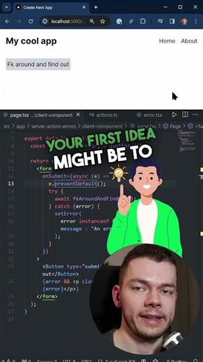 Error Handling In Server Actions (Next.js) #nextjs #nextjstutorial #reactjs #reactdeveloper #webdev