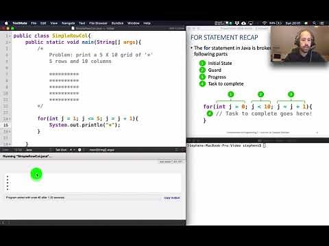 Print rows and columns using a nested for loop in Java