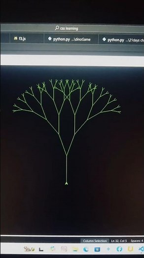 Mesmerizing Fractal Tree Drawing Using Python Turtle | Satisfying Coding Art #shorts
