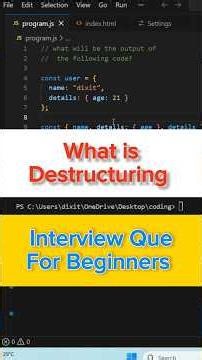 Destructuring In Javascript 🤔 | Interview Question For Begeners